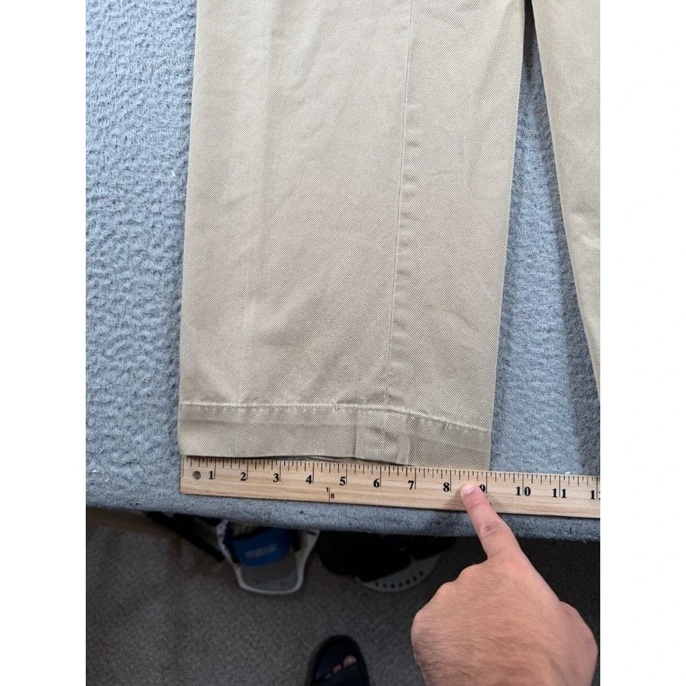 Polo Ralph Lauren Andrew Pant Mens 36x30 Khaki Pleated Cuffed Chino Pants Cotton